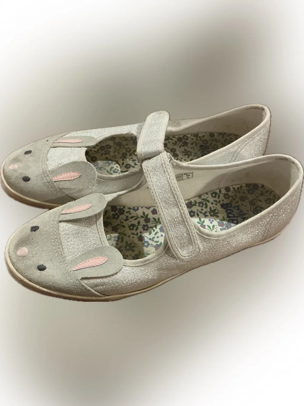 Boden Silver Glitter Bunny Mary Jane Shoes — Women’s
